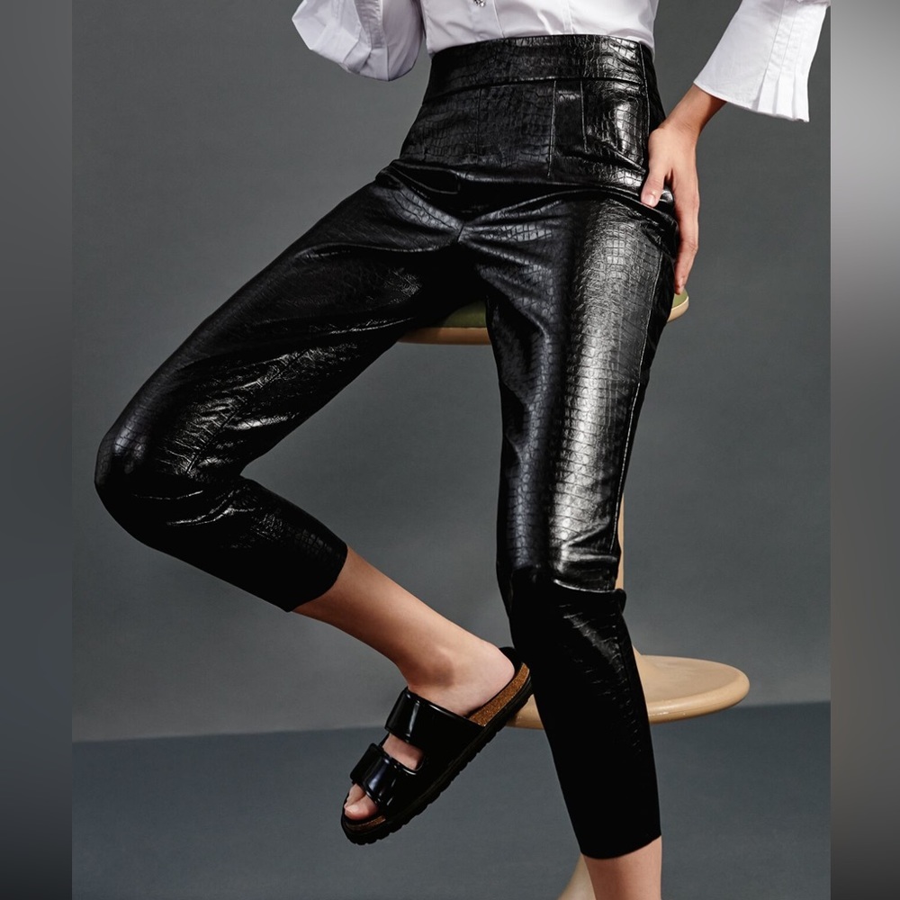 Faux leather cigarette pants